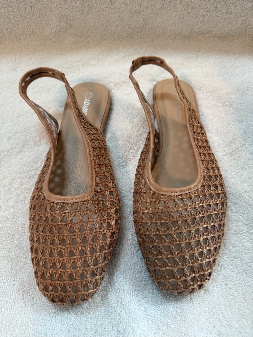 Brown Woven Slingback Flats - Women